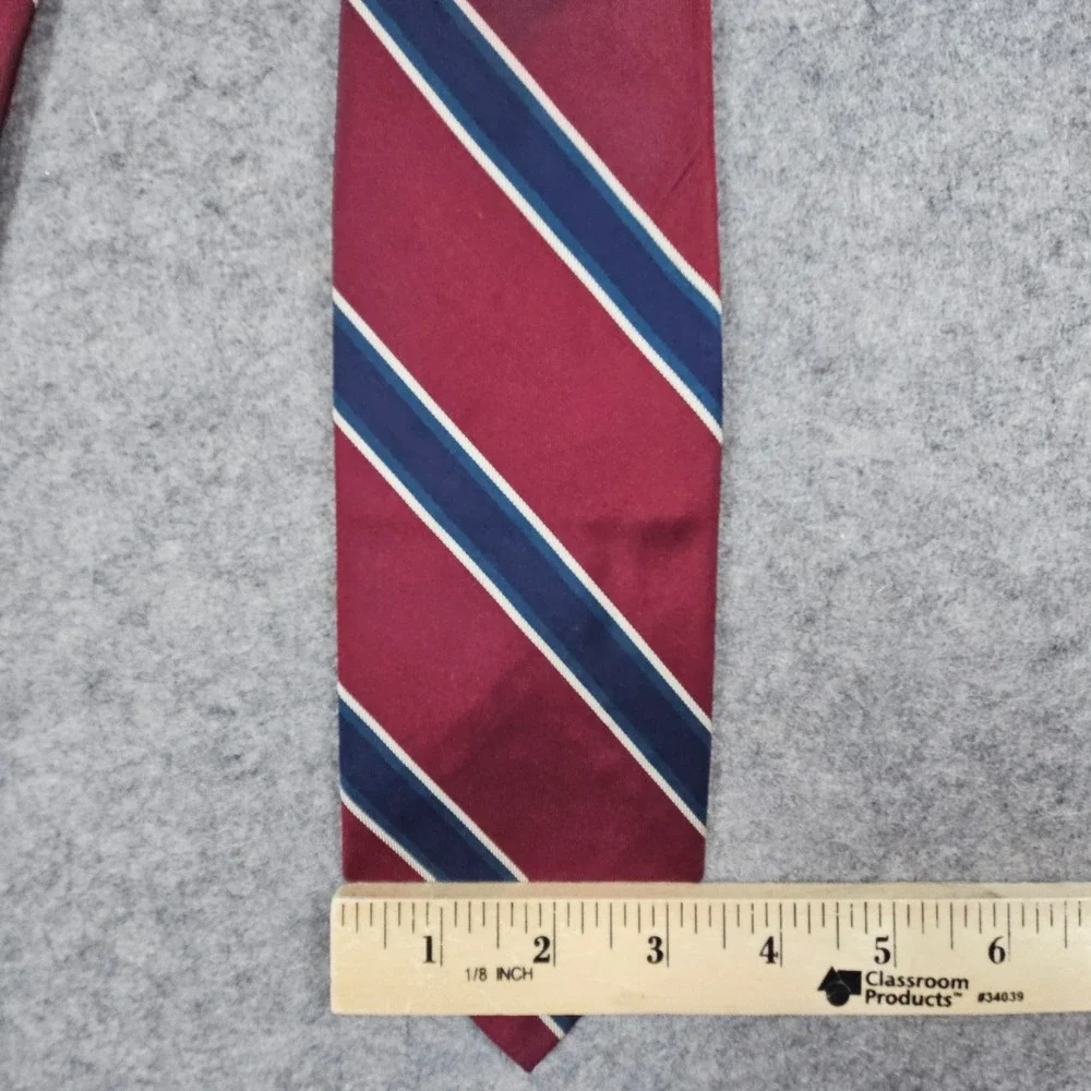 Robert Talbott‎ McCalls Men's Burgundy Blue Stripe Silk Neck Tie Hand Sewn SNAGS